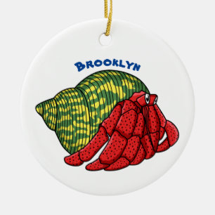 Zoete heremietkreeft cartoon illustratie keramisch ornament