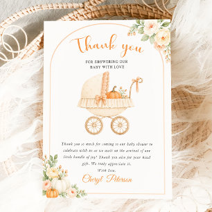 Zoete Herfst Pompoen Baby Shower Bedankkaart