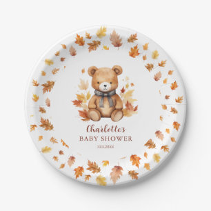 Zoete herfst teddybeer babyshower papieren bordje