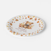Zoete herfst teddybeer babyshower papieren bordje (Gekanteld)