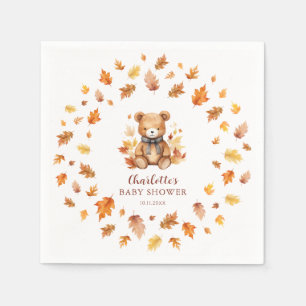 Zoete herfst teddybeer babyshower servet