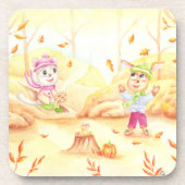 Zoete herfstwandeling in het bos bier onderzetter (Voorkant)