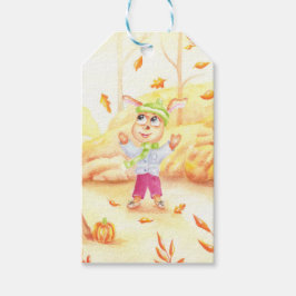 Zoete herfstwandeling in het bos cadeaulabel