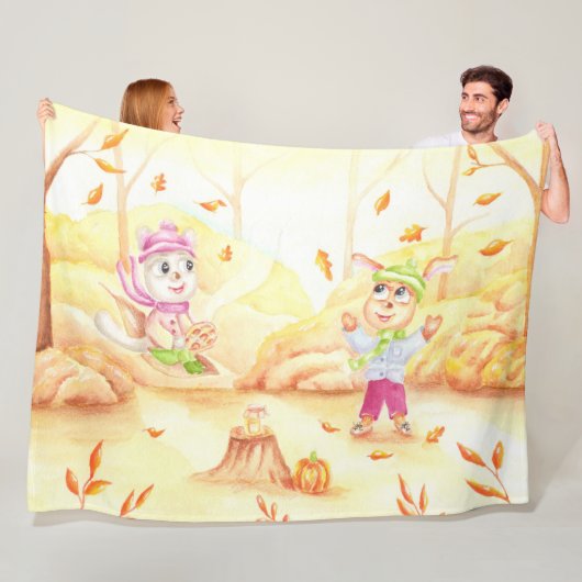 Zoete herfstwandeling in het bos fleece deken (In situ)