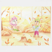 Zoete herfstwandeling in het bos fleece deken (Voorkant (Horizontaal))