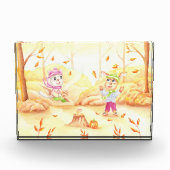 Zoete herfstwandeling in het bos fotoblokken (Voorkant)