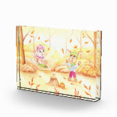 Zoete herfstwandeling in het bos fotoblokken (Rechts)