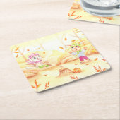 Zoete herfstwandeling in het bos kartonnen onderzetters (Schuin)