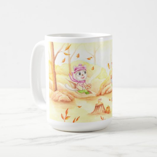 Zoete herfstwandeling in het bos koffiemok (Voorkant links)