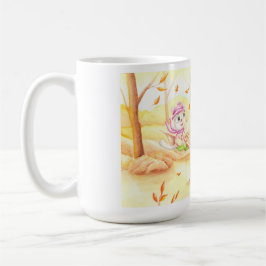 Zoete herfstwandeling in het bos koffiemok