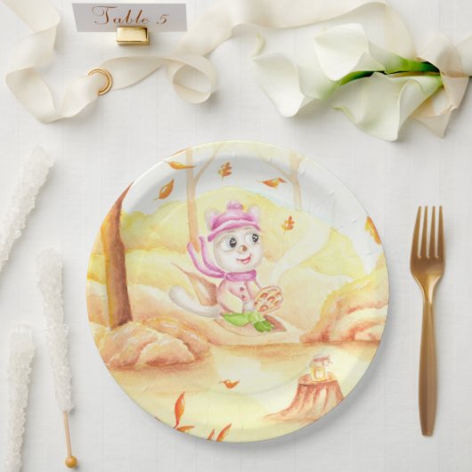 Zoete herfstwandeling in het bos papieren bordje (Huwelijk)