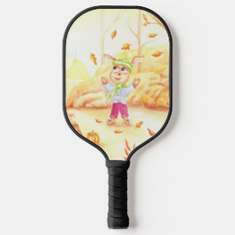 Zoete herfstwandeling in het bos pickleball paddle