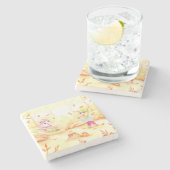 Zoete herfstwandeling in het bos stenen onderzetter (Zijkant)