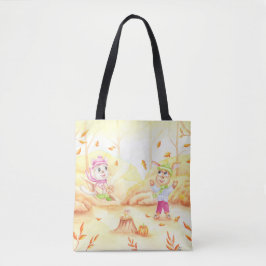 Zoete herfstwandeling in het bos tote bag