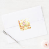 Zoete herfstwandeling in het bos vierkante sticker (Envelop)