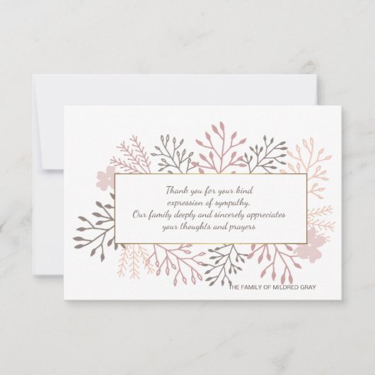 Zoete herinnering Bereavement Hartelijk dank Bedankkaart (Voorkant)