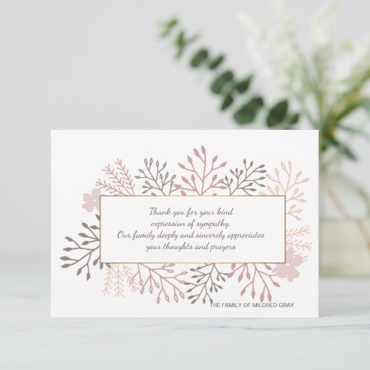 Zoete herinnering Bereavement Hartelijk dank Bedankkaart (Staand voorkant)