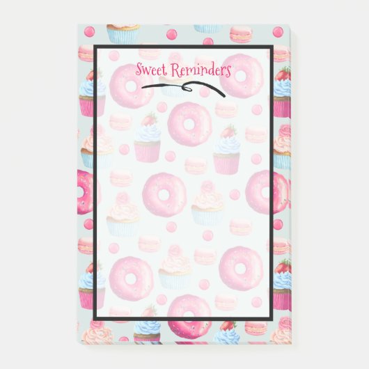 Zoete herinneringen donut macaron en cupcake patro post-it® notes (Voorkant)