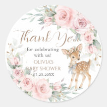 Zoete Herten Blush Roze Bloemige Baby Shower Favor