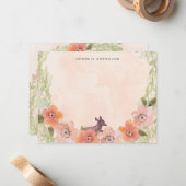 Zoete herten in bloemen notitiekaartje (Voorkant / Achterkant in situ)