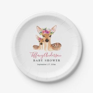 Zoete Herten Moeder En Baby Bloemige Baby Shower B Papieren Bordje