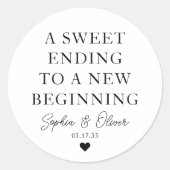 ZOETE HET BEËINDIGEN NIEUW BEGINNEND Hart Huwelijk Ronde Sticker (Voorkant)