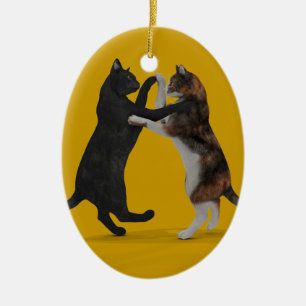 Zoete het Dansen Katten Keramisch Ornament