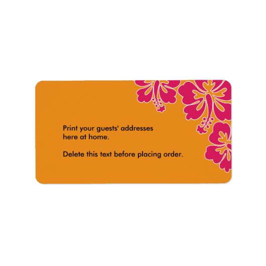 Zoete Hibiscus Bruiloft Aangepast Adreslabel Etiket (Voorkant)