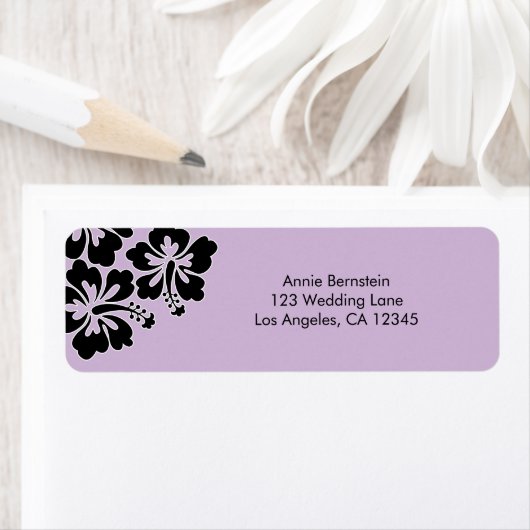 Zoete Hibiscus Bruiloft Retouradres Label (Insitu)