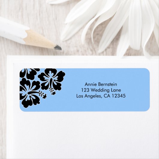 Zoete Hibiscus Bruiloft Retouradres Label (Insitu)