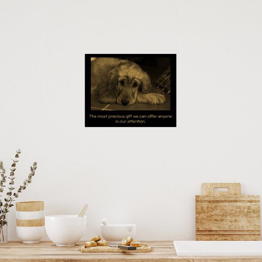 Zoete hond met Inspirerend prijsopgave. Poster (Keuken)