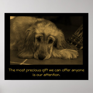 Zoete hond met Inspirerend prijsopgave. Poster