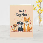 Zoete Hond Moeder Hartjes Kaart (Gele Bloem)