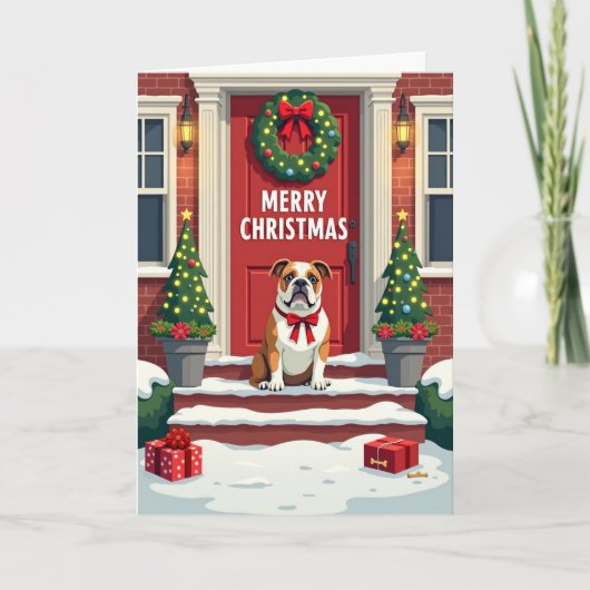 Zoete Hond Thuis Kerstkaart Kaart (Voorkant)