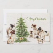 Zoete honden en kerstbomen feestdagenkaart (Voorkant)