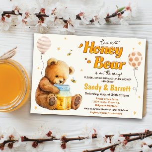 Zoete Honing Beer Baby Shower Uitnodiging