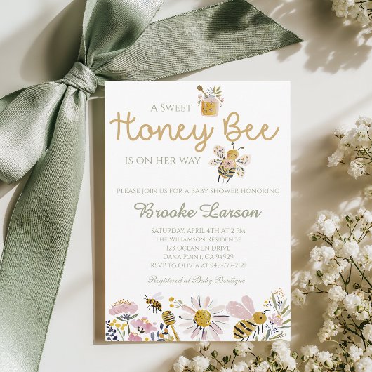Zoete Honing Bij Baby Shower Uitnodiging