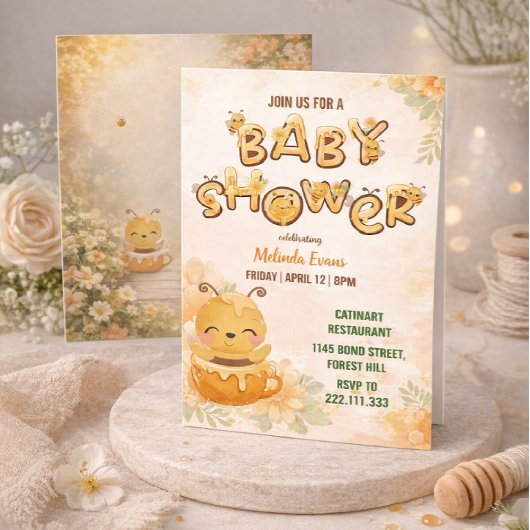 Zoete Honing Bij Baby Shower Uitnodiging