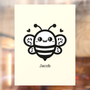 Zoete Honing Bij - Kawaii Kinderkamer Lijntekening Raamsticker