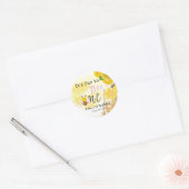 Zoete honing Lila Gele Groene Bee 1e verjaardag Ronde Sticker (Envelop)