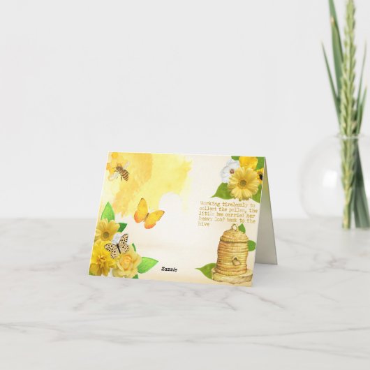 Zoete honing met bloemen eerste bij één verjaardag bedankkaart (Achterkant)