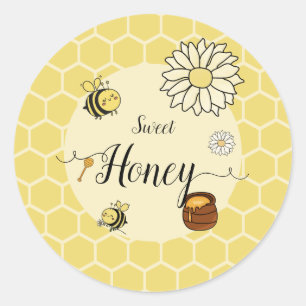 Zoete Honing Schattige Kleine Bij Ronde Sticker