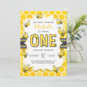 Zoete honingbij eerste verjaardag kaart (Staand voorkant)