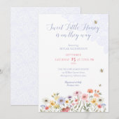 Zoete honingbijen Wildbloemen en Baby shower van k Kaart (Voorkant / Achterkant)