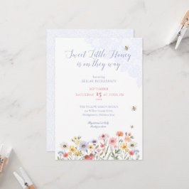Zoete honingbijen Wildbloemen en Baby shower van k Kaart