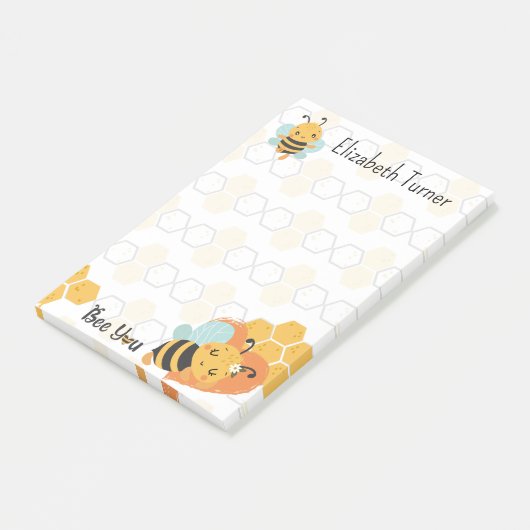 Zoete honingraat & hommels bij je gepersonaliseerd post-it® notes (Schuin)
