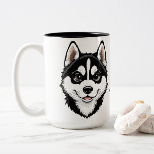 Zoete Husky Pup Siberisch Tweekleurige Koffiemok