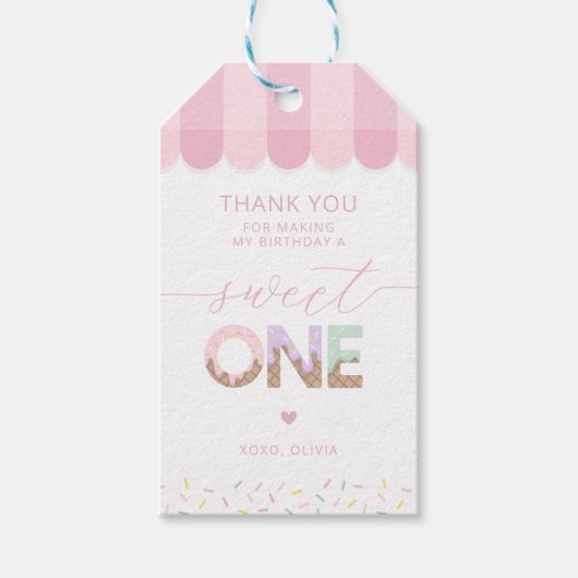 Zoete ijs geboortepartij cadeautag cadeaulabel (Voorkant)