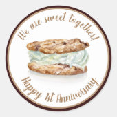 Zoete ijs-sandwich Gefeliciteerd met jullie 1-jari Ronde Sticker (Voorkant)