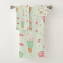 Zoete IJshoorntjes Pastel Mint Zomer Bad Handdoek